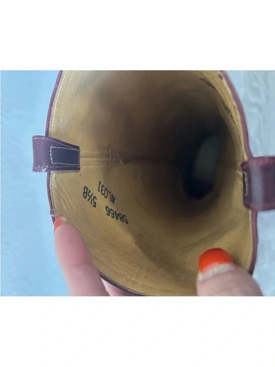 Vintage Burgundy Leather Knee High Boots Western Y2K Size 5.5B Bohemian Festival - Picture 9 of 16